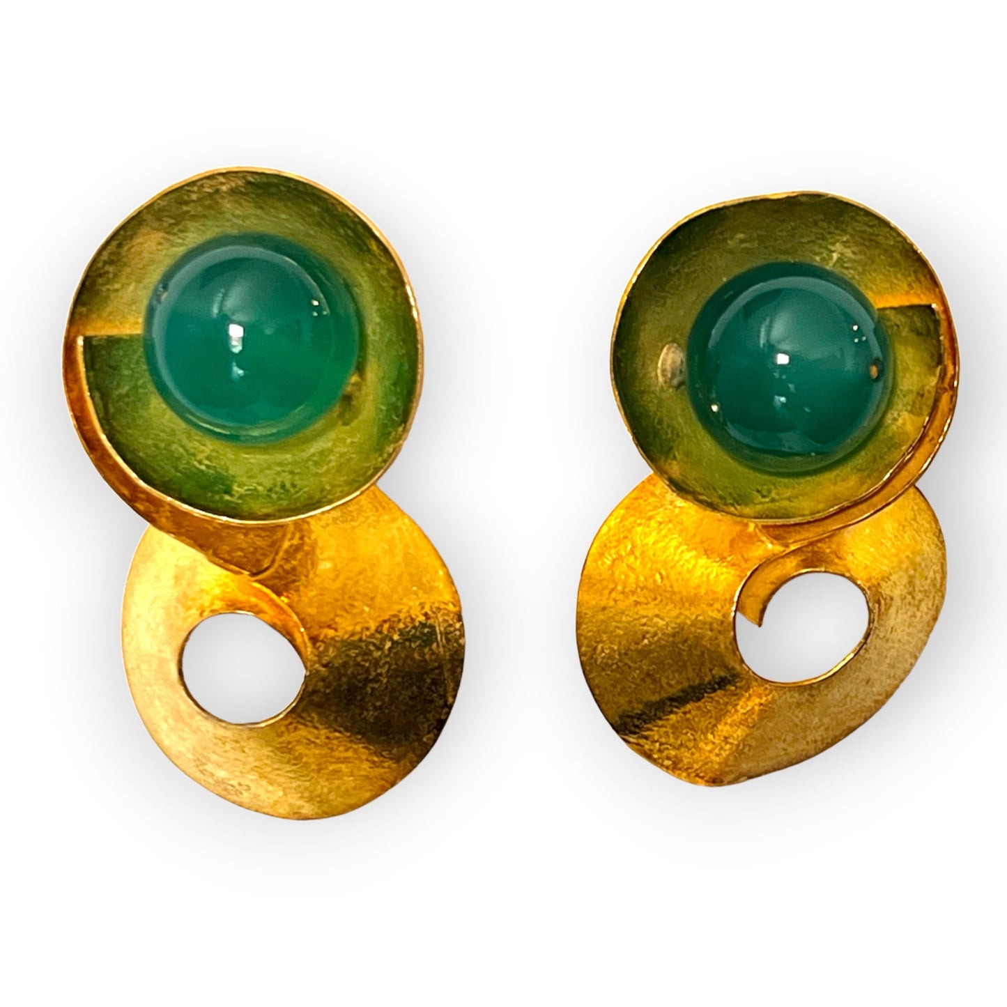 Colorful figure 8 statement earrings (green chalcedony) - Sundara Joon