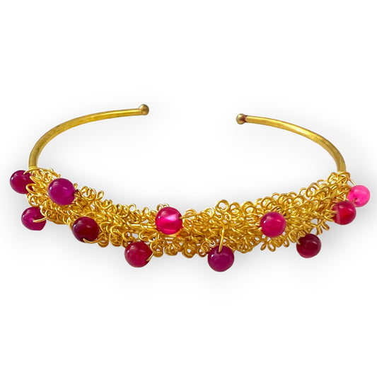 Colorful gemstone beaded cuff braceletSundara Joon