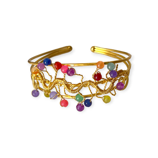 Colorful multi-colored gemstone cuff bracelet - Sundara Joon