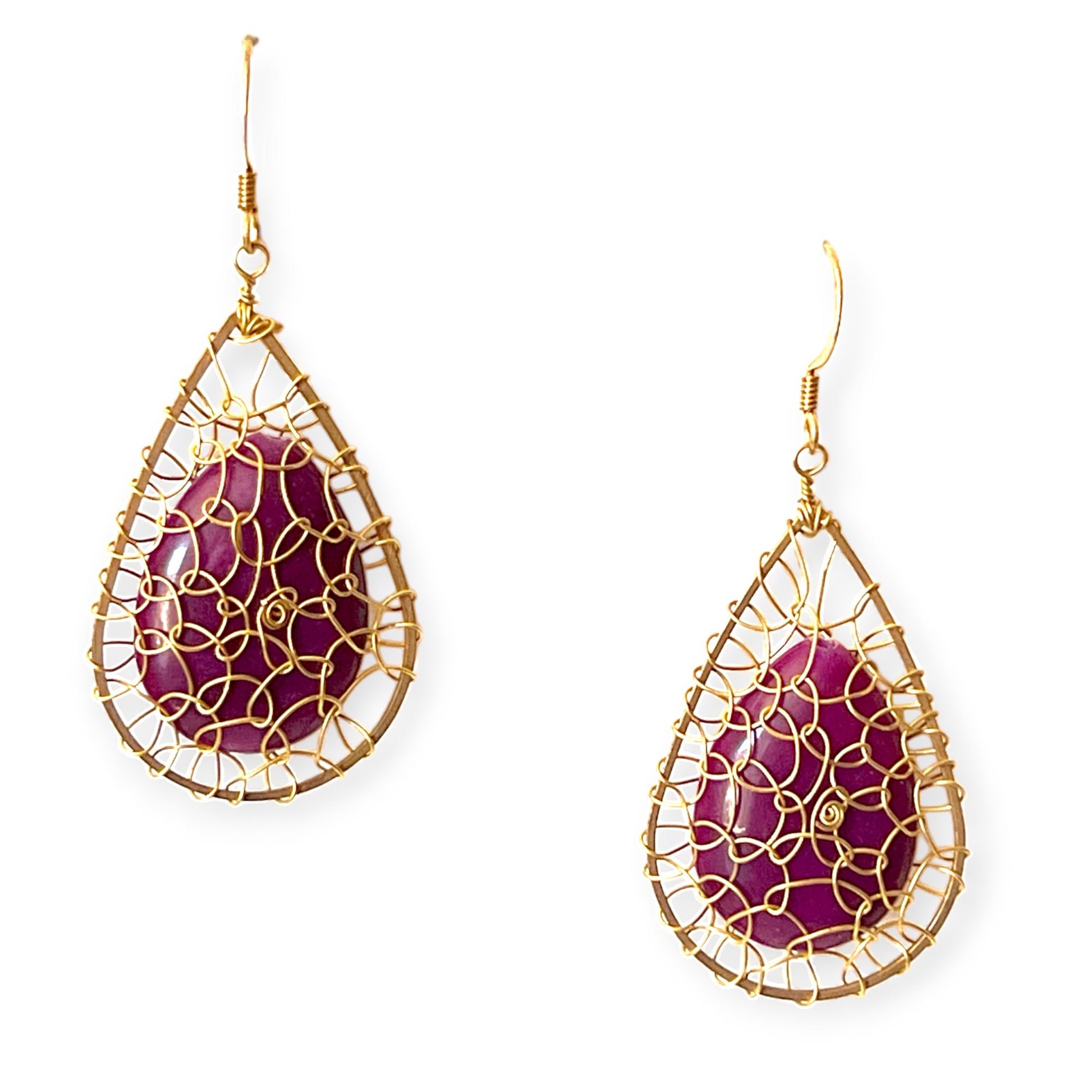 Colorful netted stone statement earrings - Sundara Joon