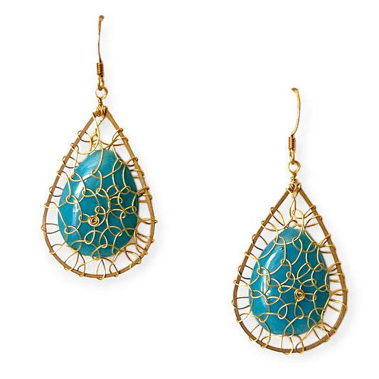 Colorful netted stone statement earrings - Sundara Joon