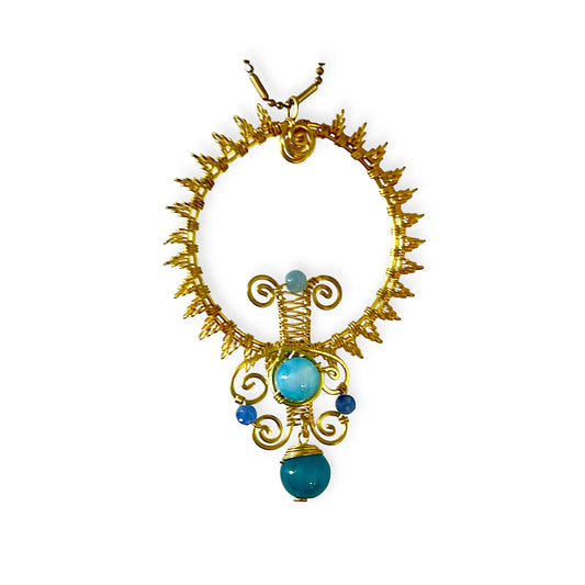 Colorful ring pendant necklace with zig zag - Sundara Joon