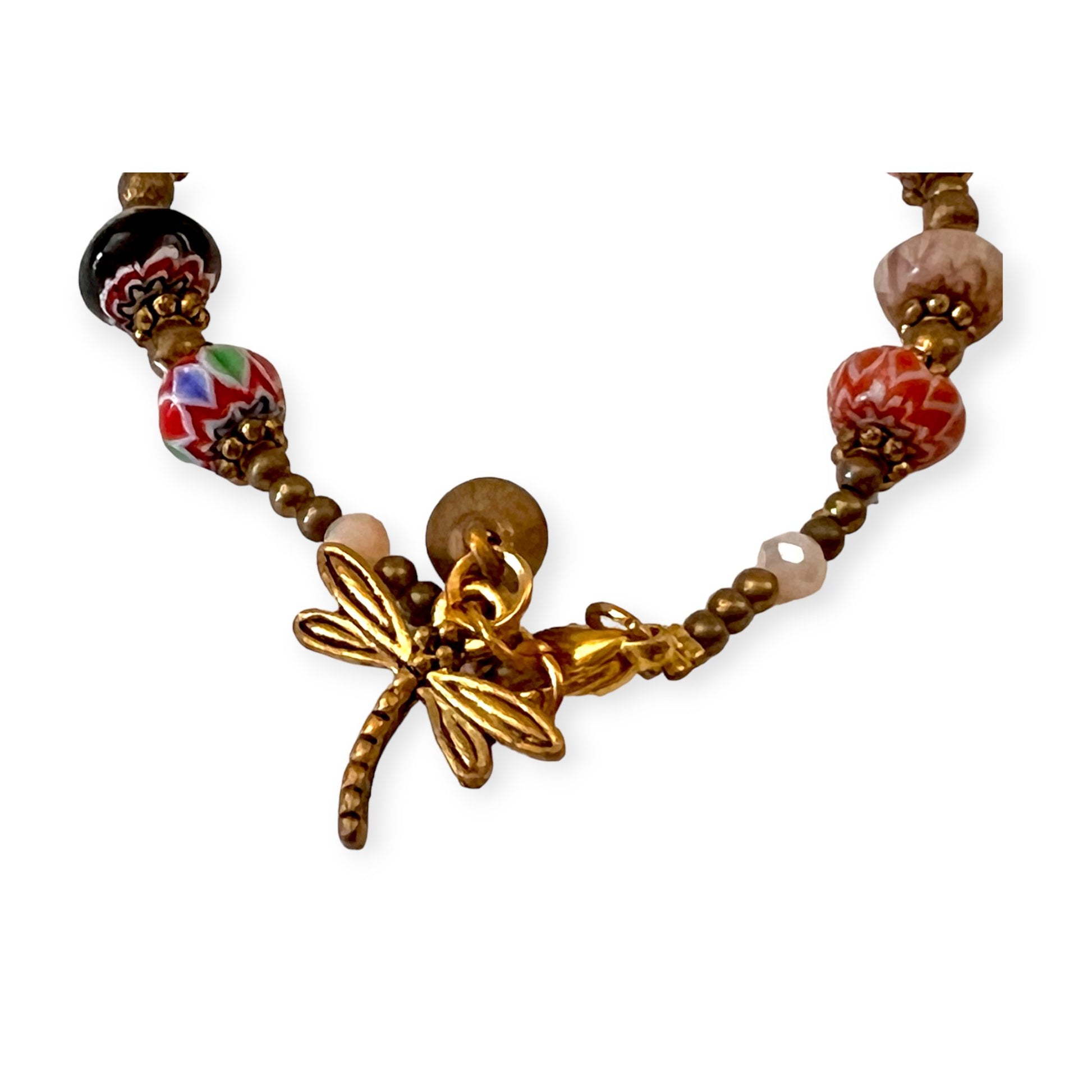 Colorful trade beads bracelet with brass accents - Sundara Joon
