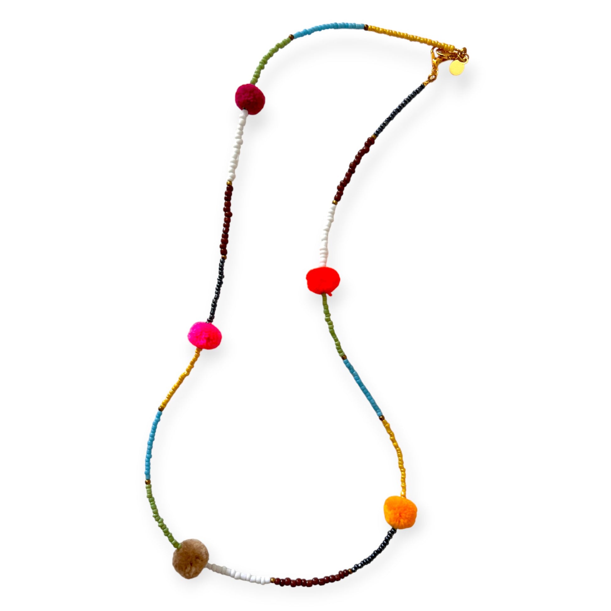 Colorful tribal beaded necklace with brass accents - Sundara Joon