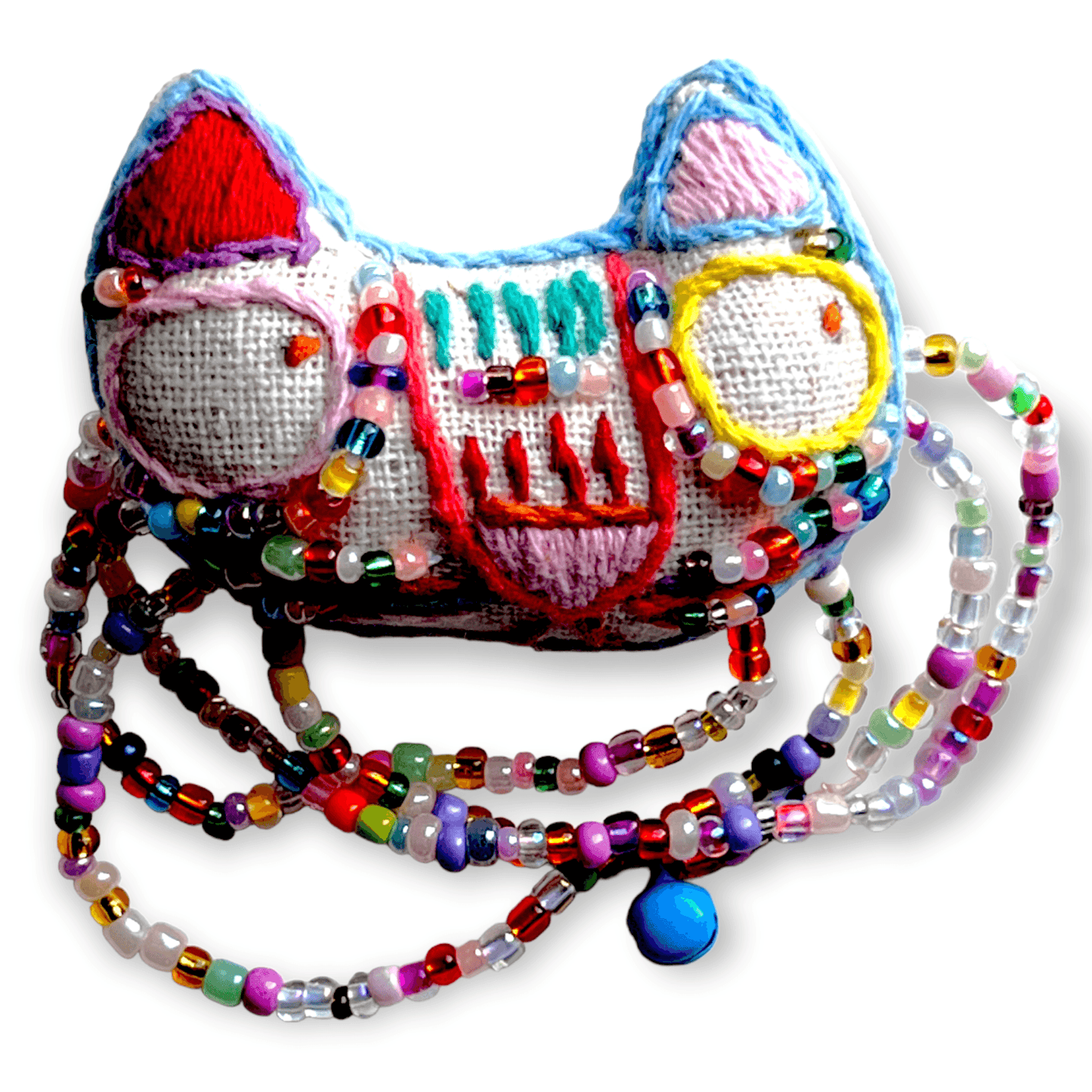 Curious kitty beaded fabric pendant - Sundara Joon