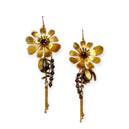 Dangling drop gemstone flower statement earrings - Sundara Joon
