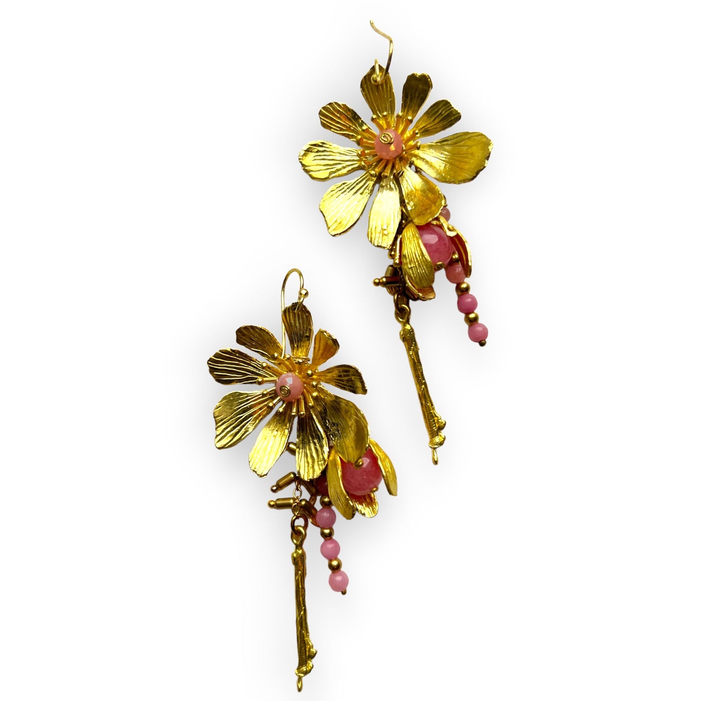 Dangling drop gemstone flower statement earringsSundara Joon