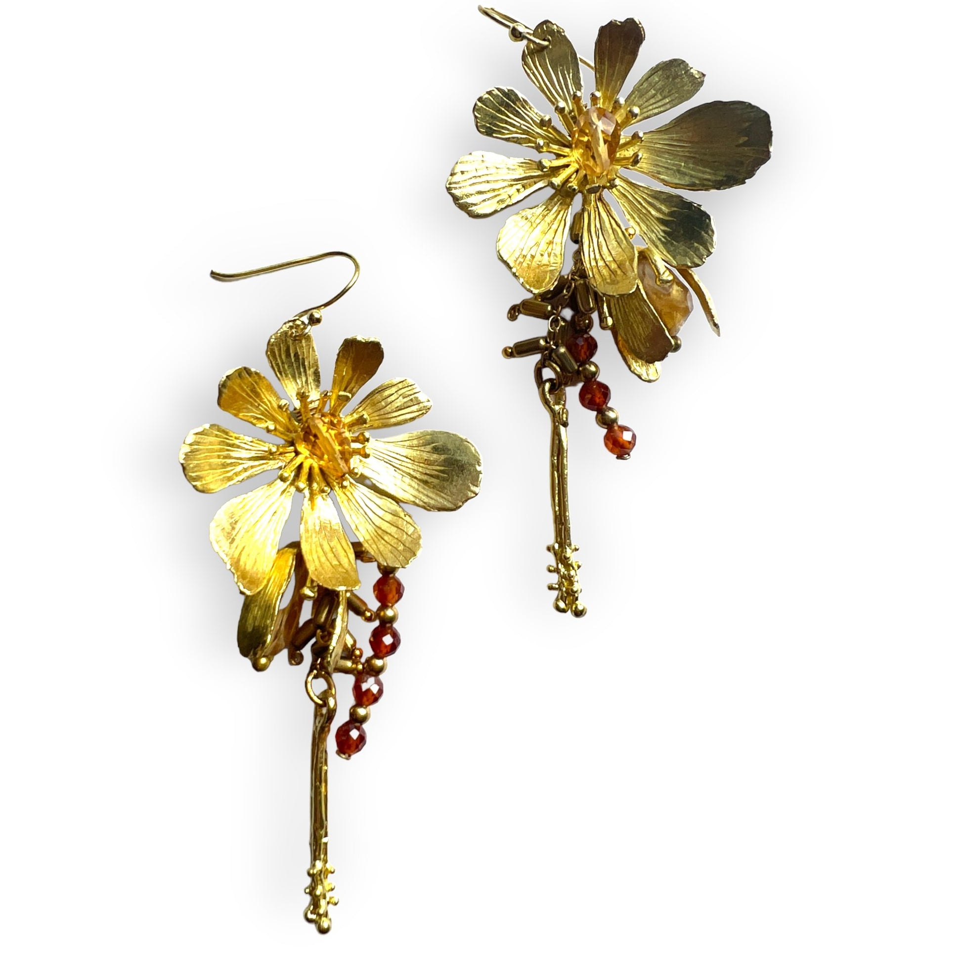 Dangling drop gemstone flower statement earringsSundara Joon