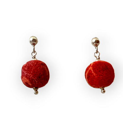 Delicate coral and silver drop earringsSundara Joon