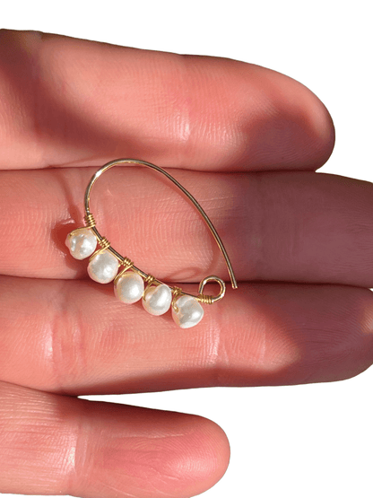 Delicate strip of freshwater pearl hoop earringsSundara Joon