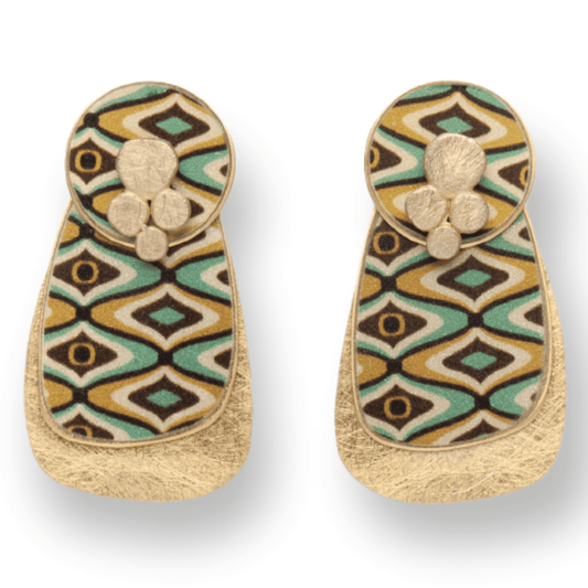 Double drop wanderlust patterned brass earrings - Sundara Joon