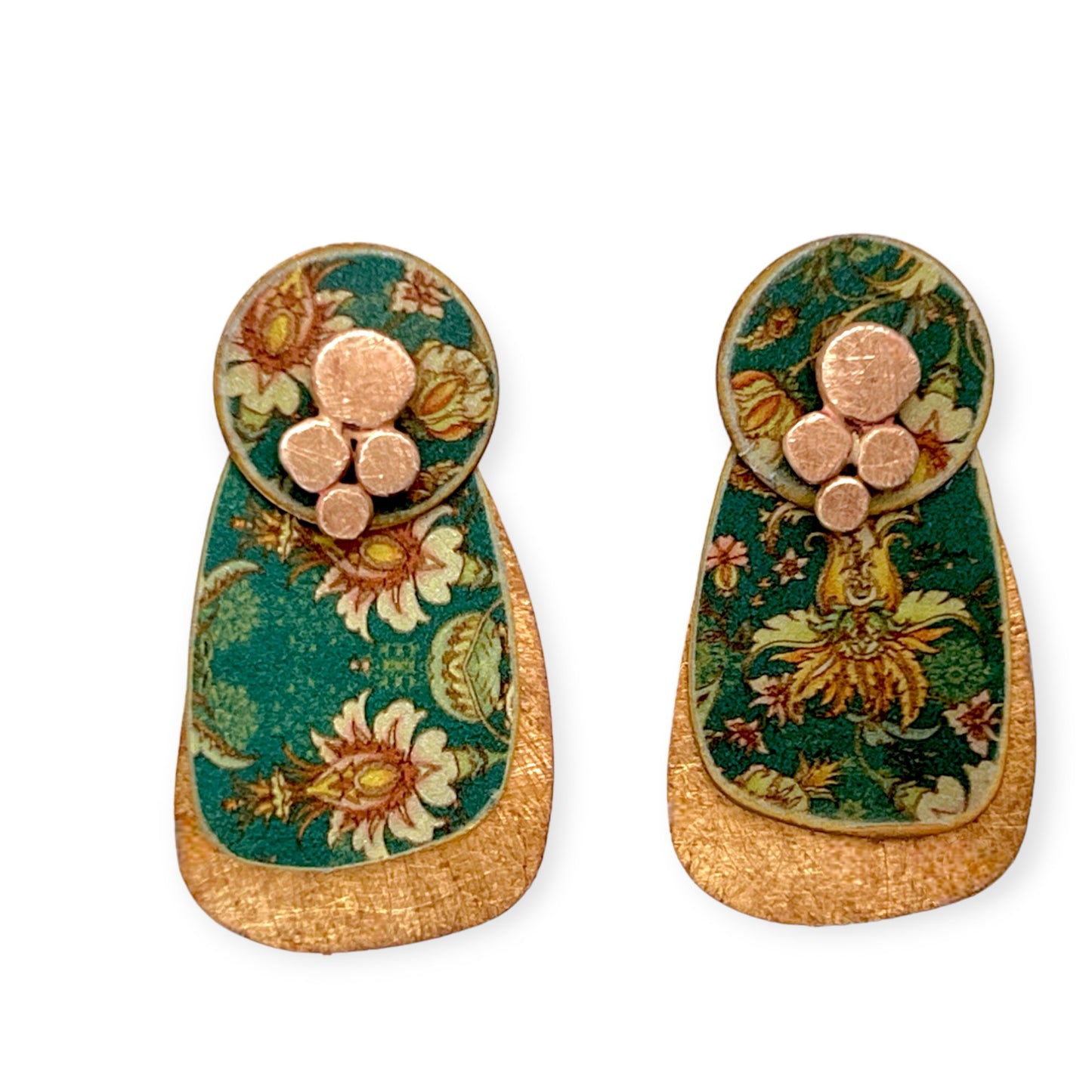 Double drop wanderlust patterned brass earrings - Sundara Joon