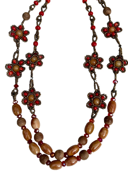 Double loop floral inspired mookaite jasper necklaceSundara Joon