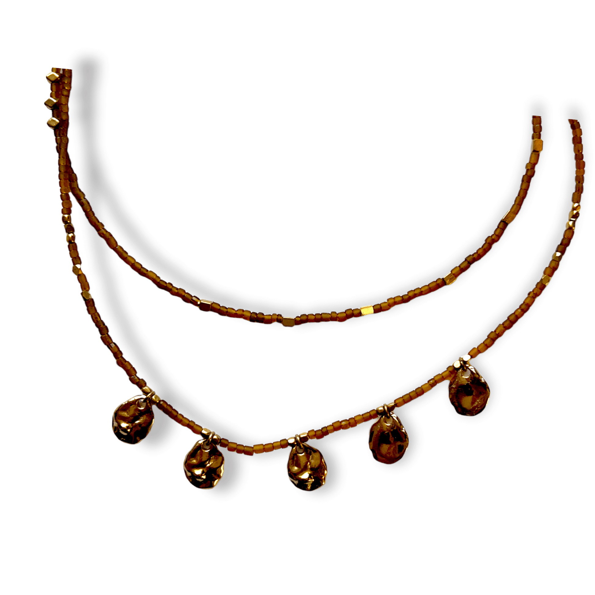 Double strand beaded necklace with brass accentsSundara Joon