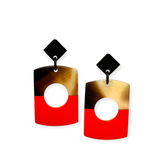 Drop rectangular earrings with a circular cutout - Sundara Joon