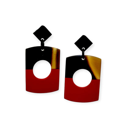 Drop rectangular earrings with a circular cutout - Sundara Joon
