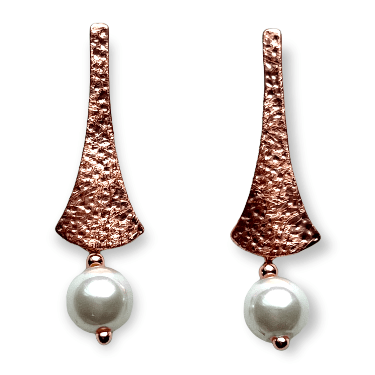Copper drop earrings with pearl in a modern design - Sundara Joon