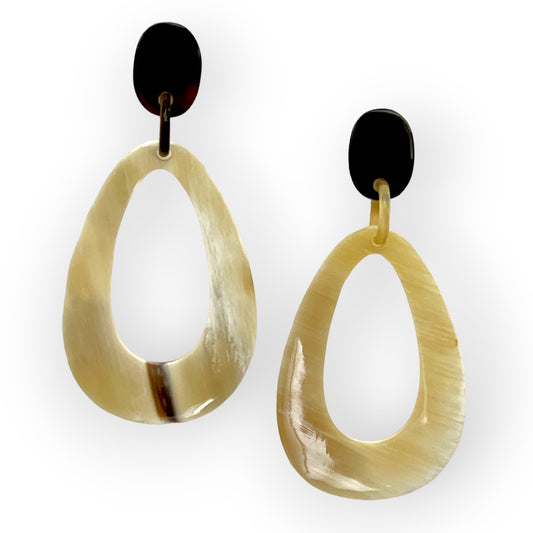 Drop tear shaped hoop earrings made of horn - Sundara Joon