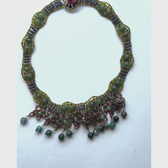 gemstone beaded choker necklace with lacy floral pattern - Sundara Joon