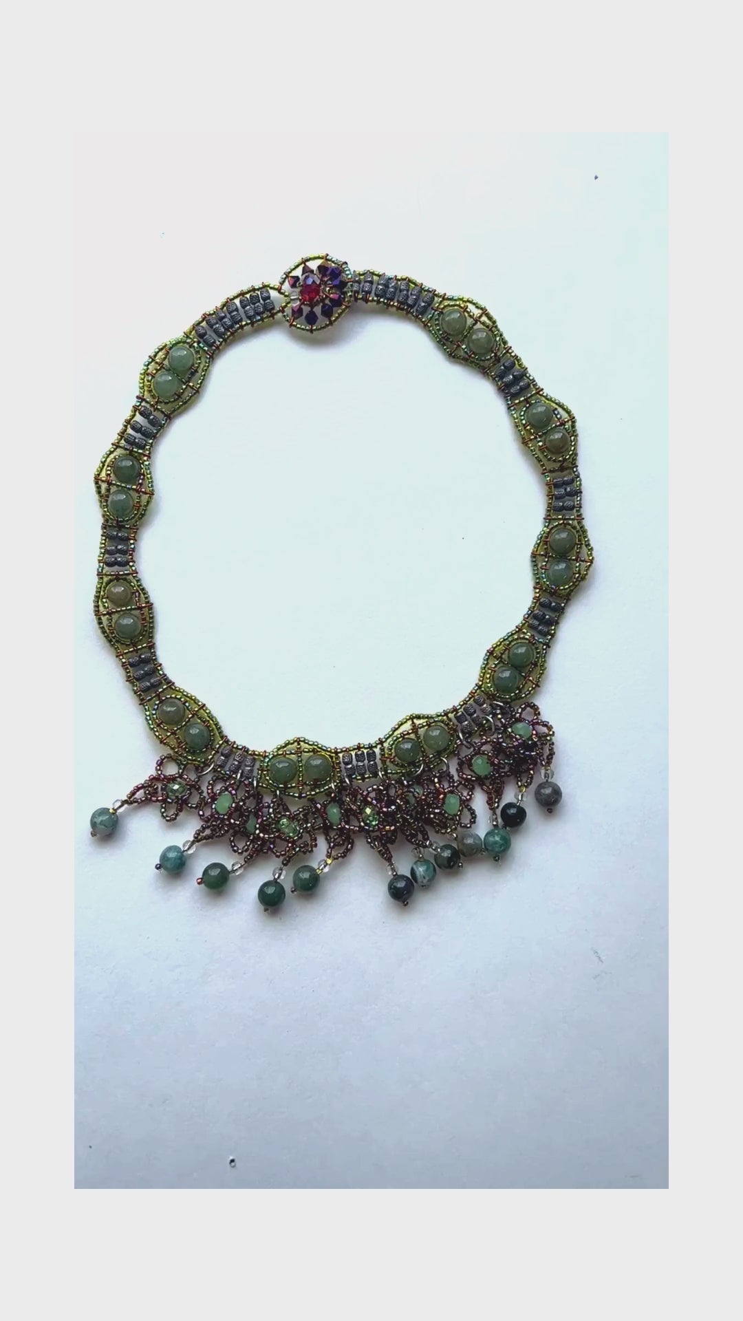 gemstone beaded choker necklace with lacy floral pattern - Sundara Joon