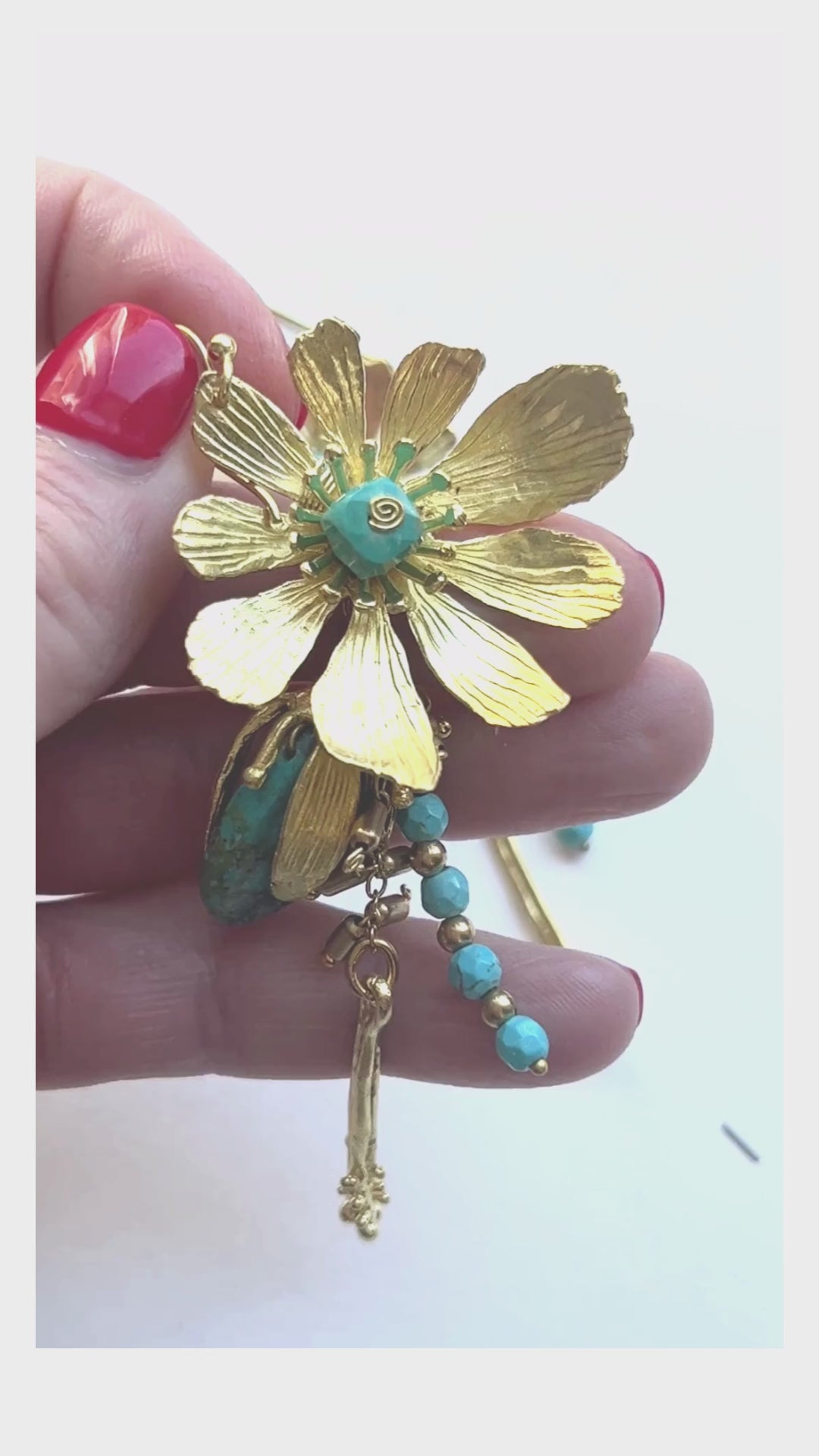 Dangling gemstone flower statement earrings - Sundara Joon
