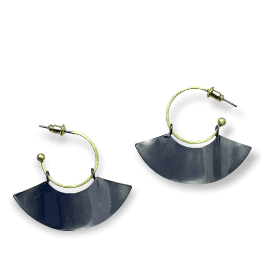 FFan shaped brass drop hoop earrings - Sundara Joon