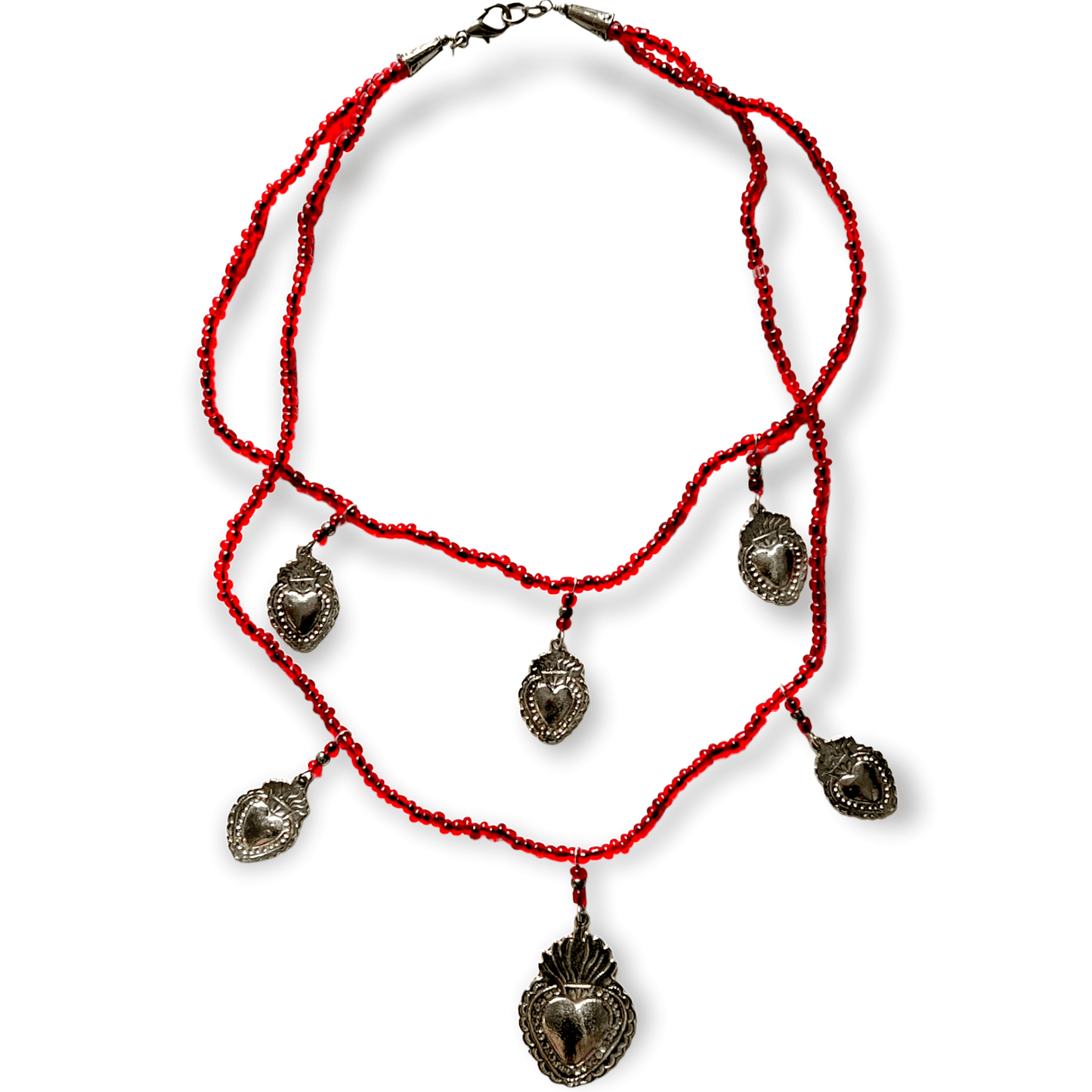 Flaming hearts beaded garnet necklace - Sundara Joon
