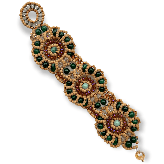 Floral design jade beaded statement bracelet - Sundara Joon