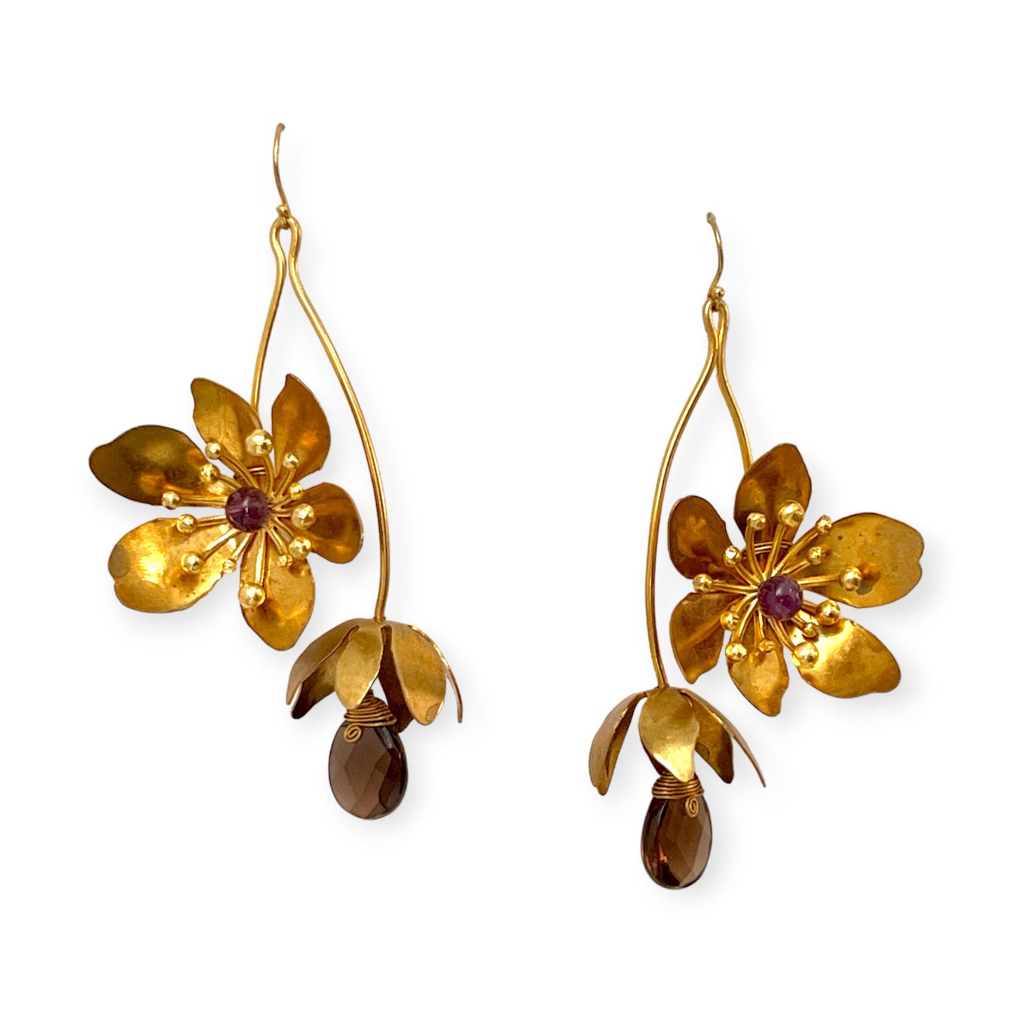 Flower Power - floral drop statement earrings with gemstones - Sundara Joon