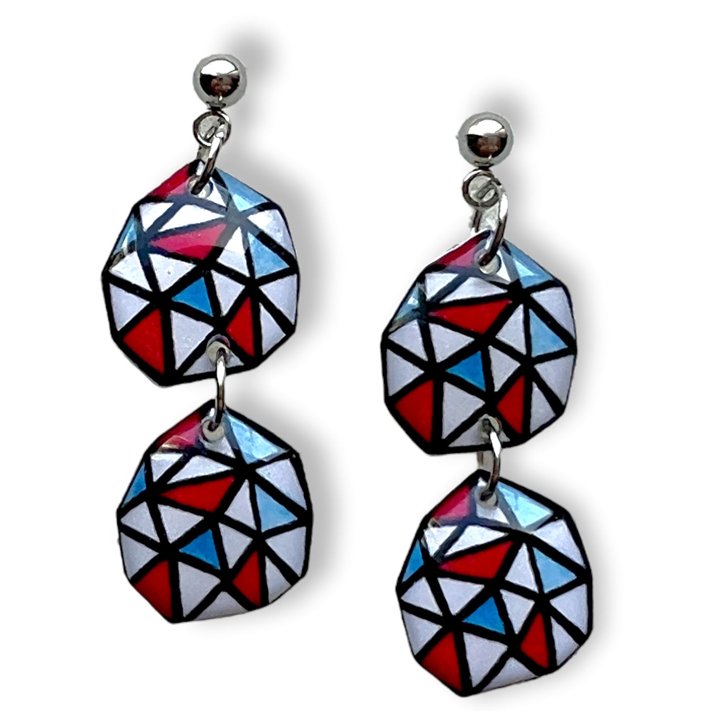 Geometric motif colored drop earrings - Sundara Joon