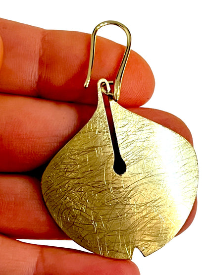 Ginko leaf shaped drop metal earrings - Sundara Joon