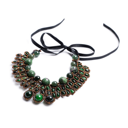 Green jade collar statement necklaceSundara Joon