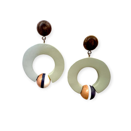 Grey circular drop hoop statement earrings - Sundara Joon