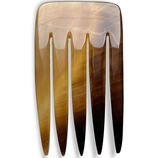 Horn hair comb and pick in a variegated caramel color - Sundara Joon