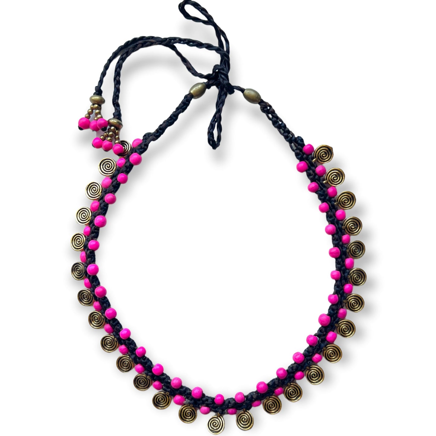 Hot pink tribal pattern choker necklaceSundara Joon