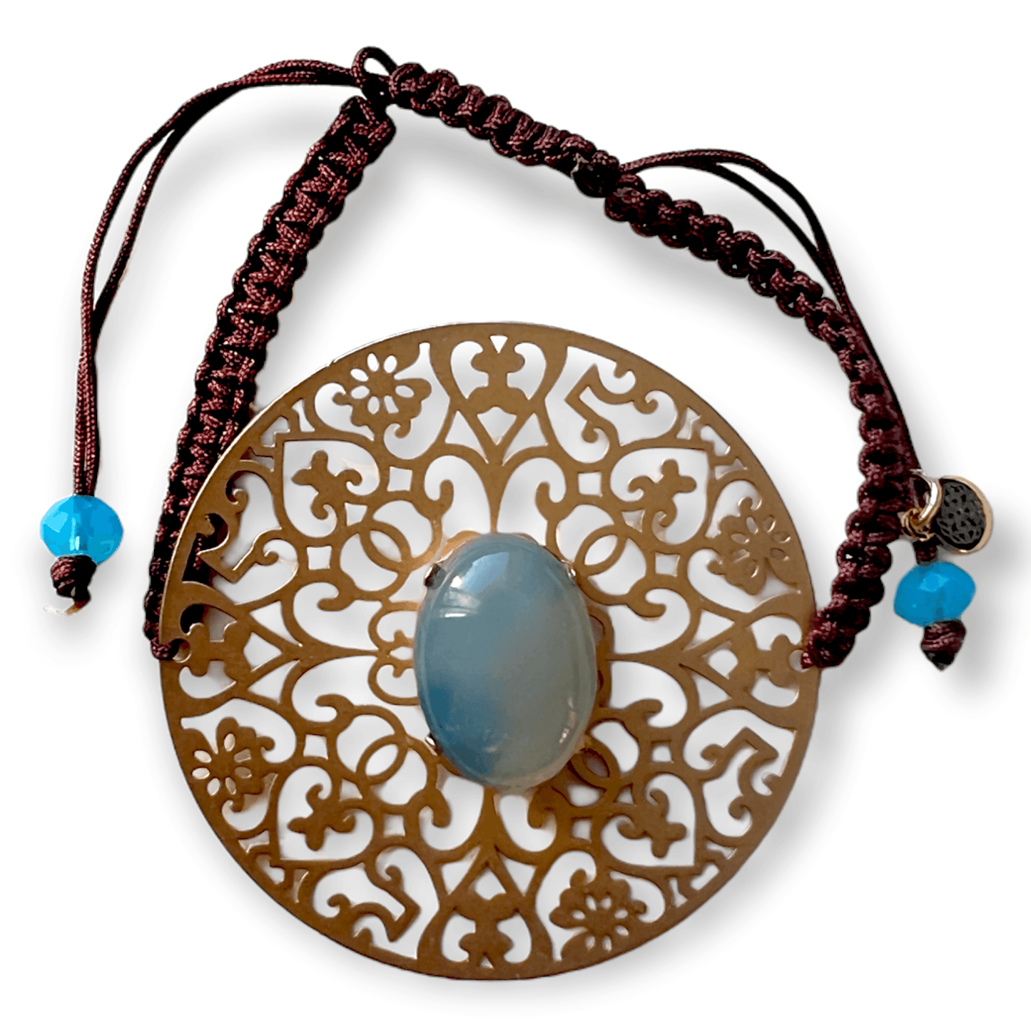 Intricate disk with gemstone center statement bracelet - Sundara Joon