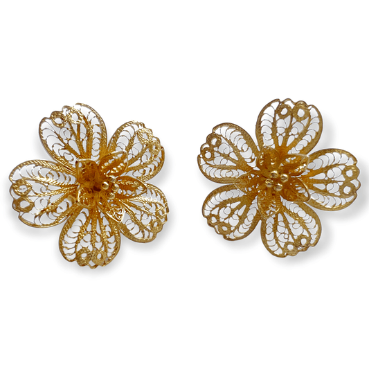 Intricate filigree flower stud earrings - Sundara Joon