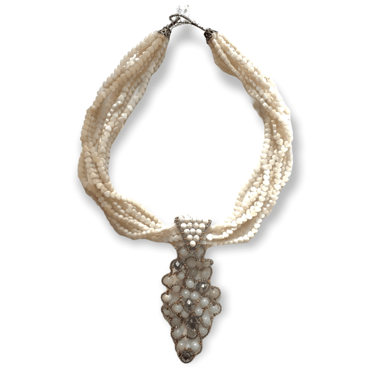 Ivory colored gemstone with organic shaped pendant - Sundara Joon