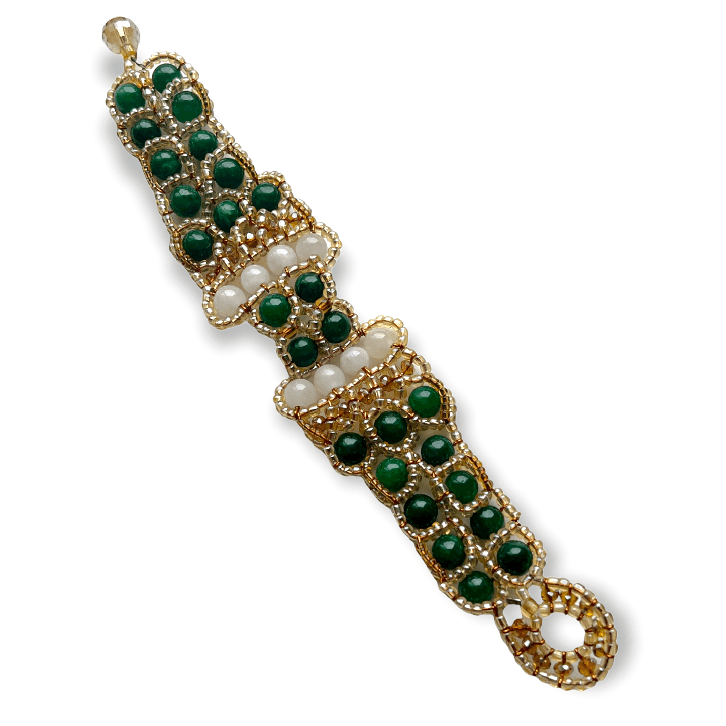 Multi-tone beaded jade and malachite bracelet - Sundara Joon