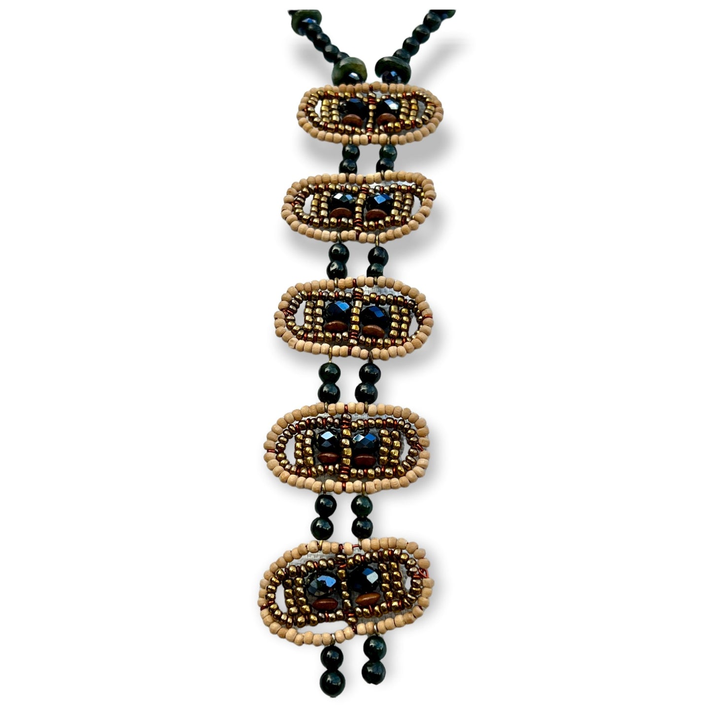 Ladder like jade beaded statement necklace - Sundara Joon