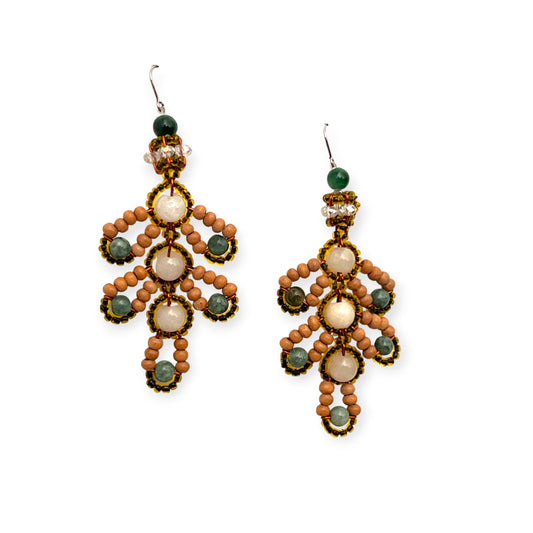 Leafy jade and gemstone beaded statement earrings - Sundara Joon