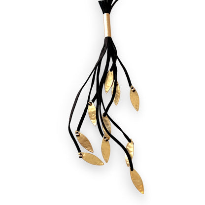 Leather strap necklace with brass accents - Sundara Joon