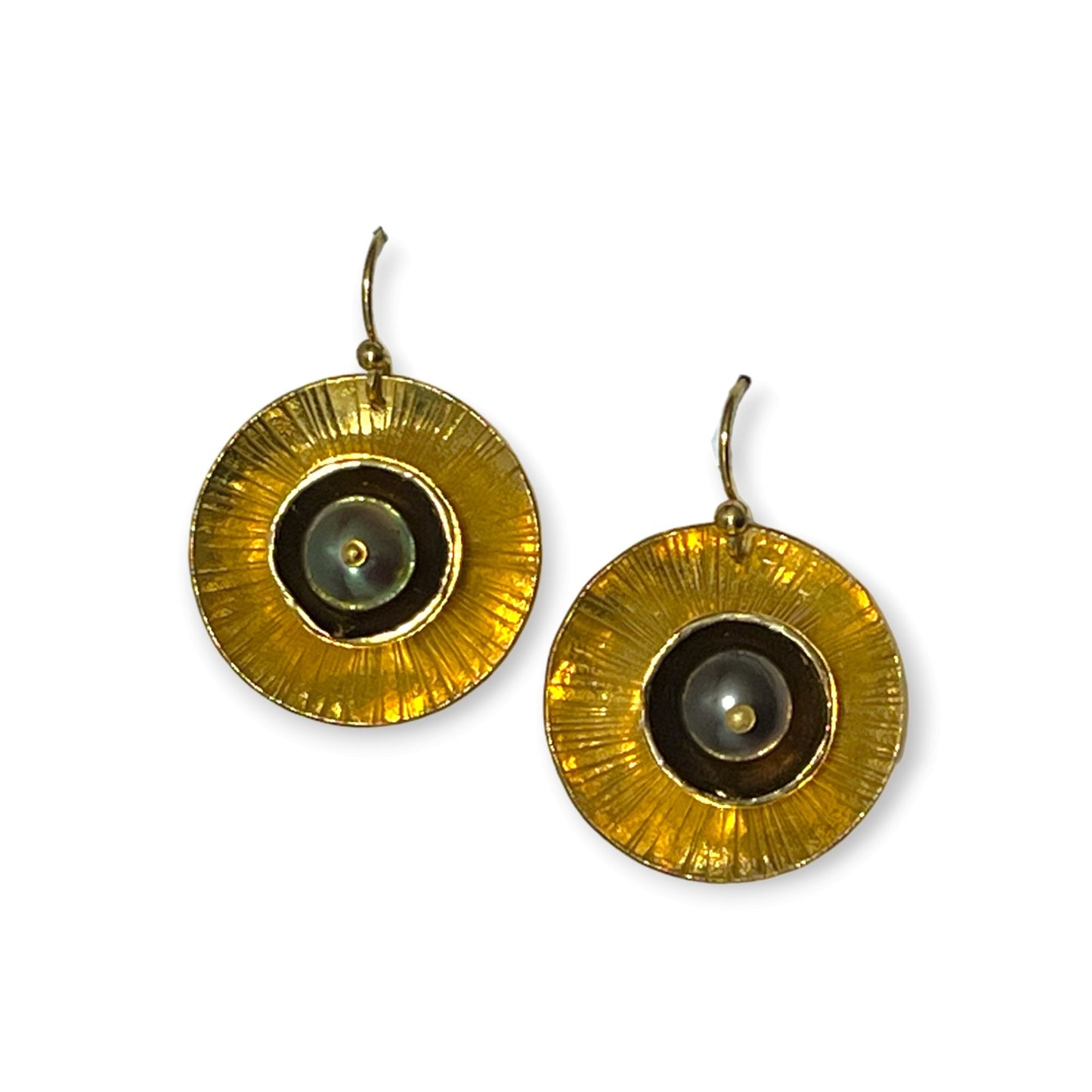 Lilly pad inspired earrings with white or black pearls - Sundara Joon