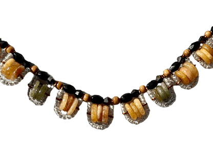 Beaded amber and jade choker length necklace - Sundara Joon