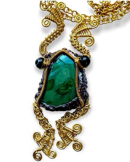 Malachite prince pendant necklace with chain - Sundara Joon