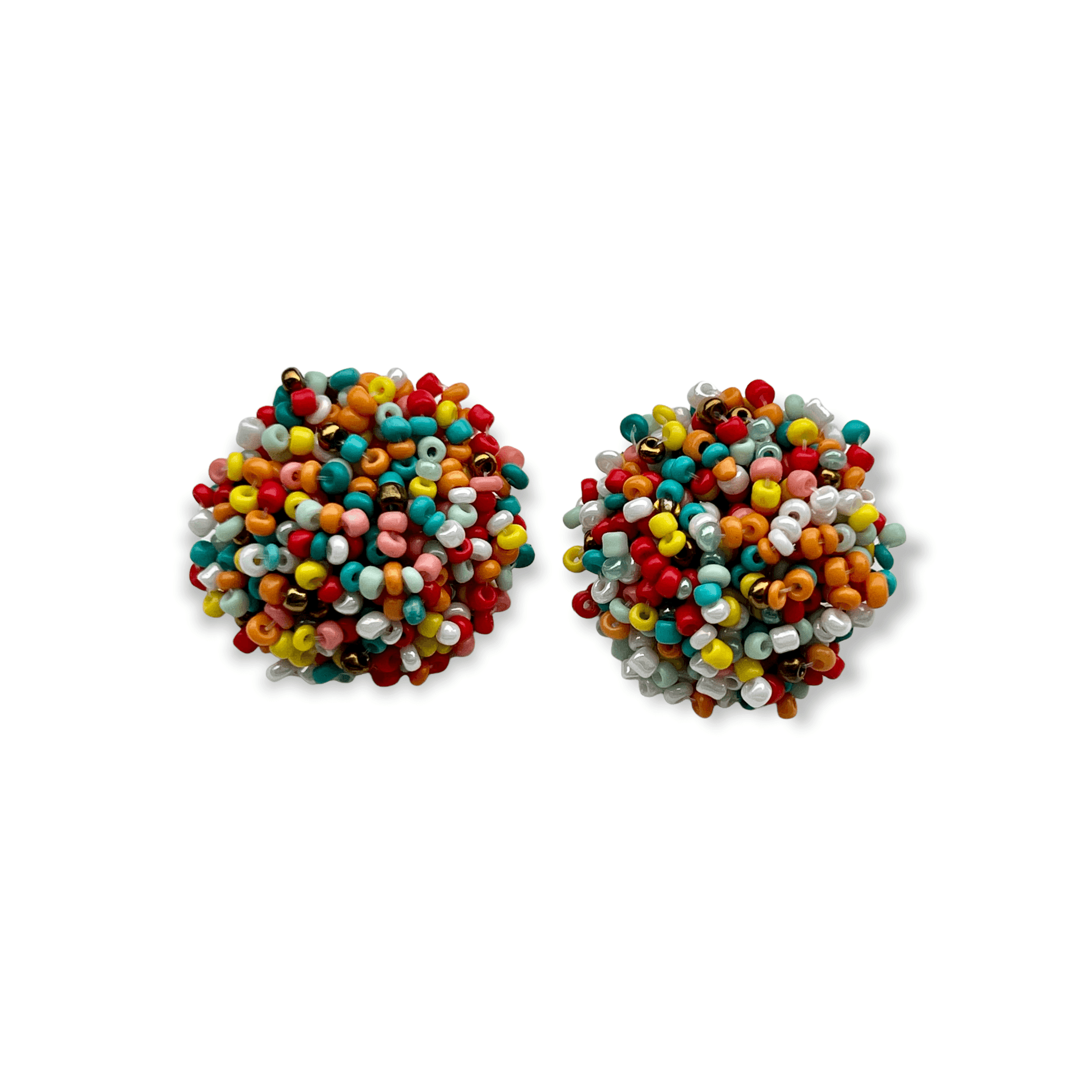 Multi color beaded stud statement earrings - Sundara Joon