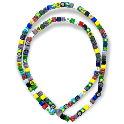 Multi-colored floral inspired glass bead necklaceSundara Joon