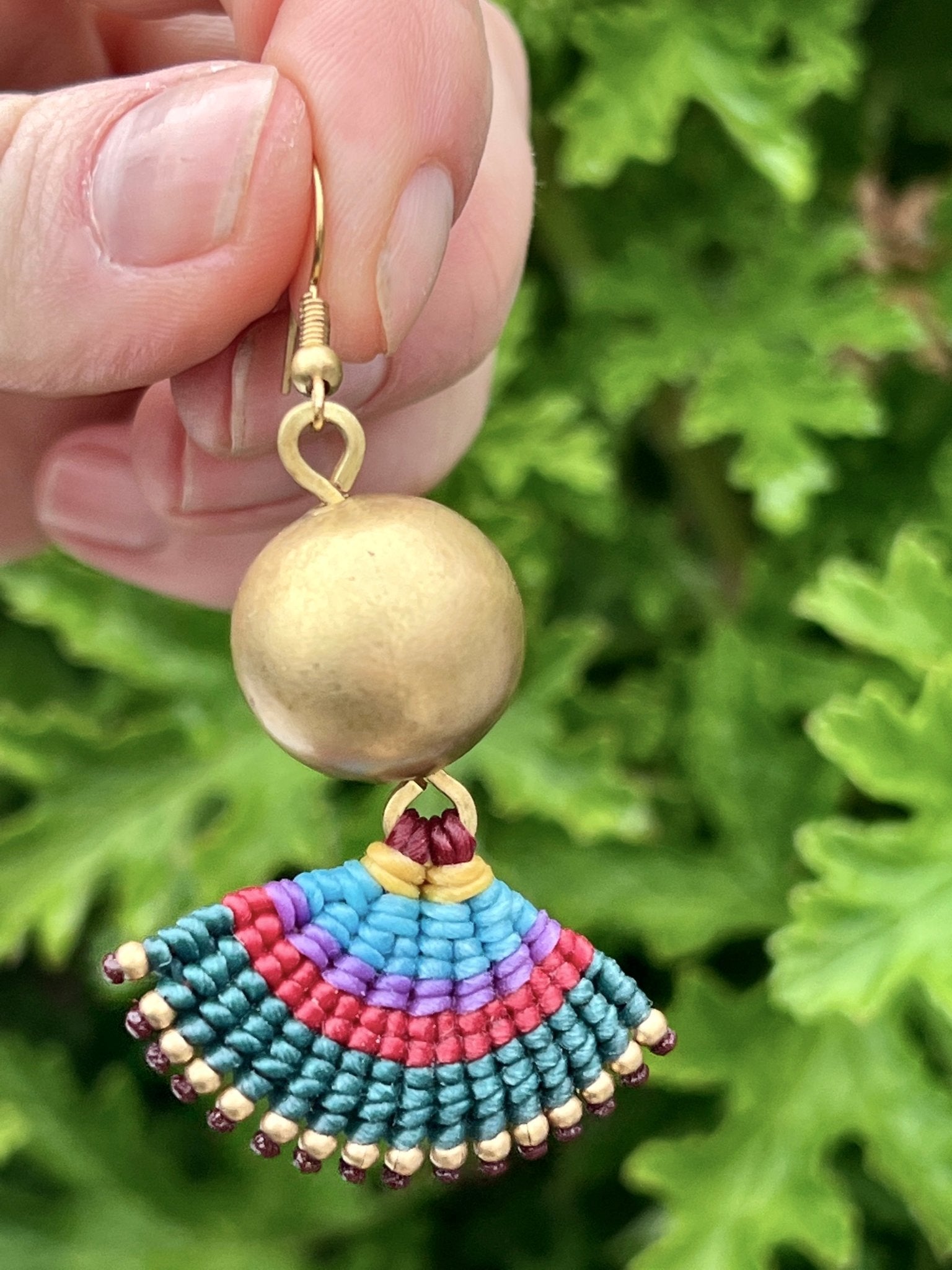 Multi-colored tribal design statement earrings - Sundara Joon