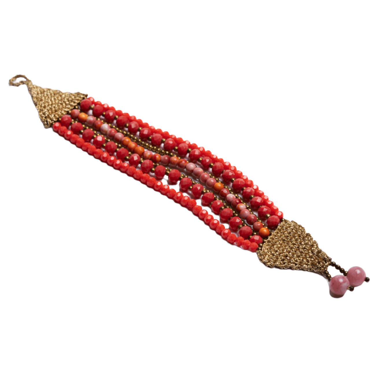 Red toned multi-strand beaded bracelet for a tribal feel- Sundara Joon