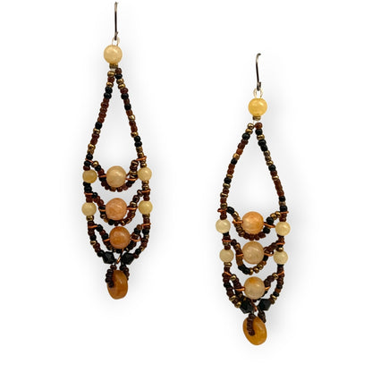 Multi-tiered amber beaded drop earrings - Sundara Joon